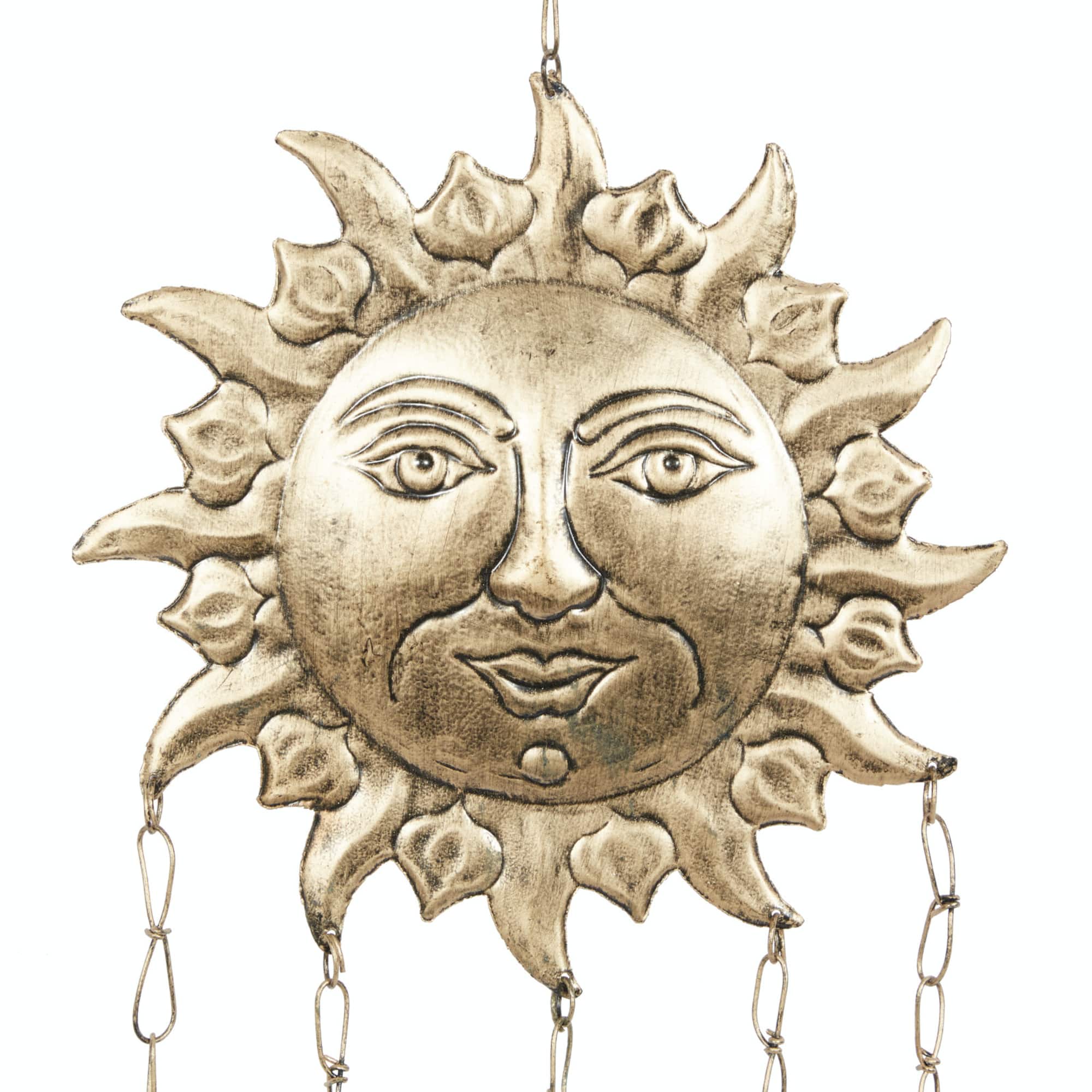 35" Gold Sun & Stars Metal Eclectic Windchime